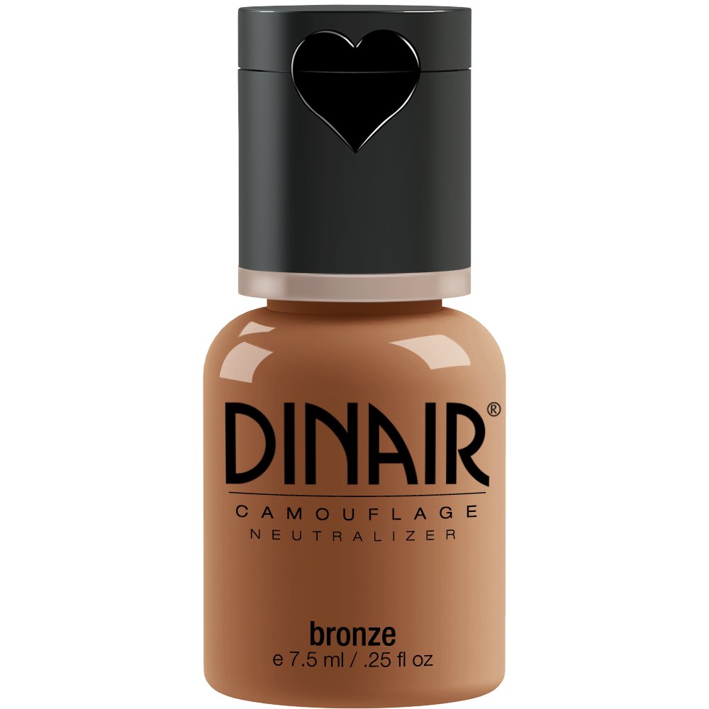 **Dinair Airbrush Makeup Foundation - Bronze 0.25 oz | Camouflage Neutralizer for Scars, Acne, Tattoos, Vitiligo & Dark Circles | Flawless Coverage for Sun Spots & Under Eyes | Perfect for Bridal, Photography & Everyday Wear**