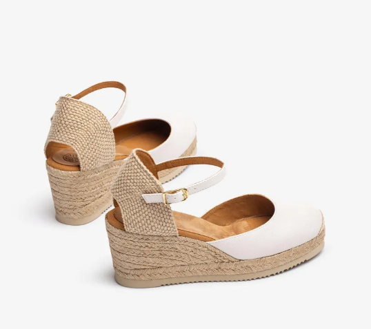 UNISA Women's White Leather Espadrille Flats - Caceres Comfortable Summer Slip-On Shoes for Beach, Vacation & Casual Wear