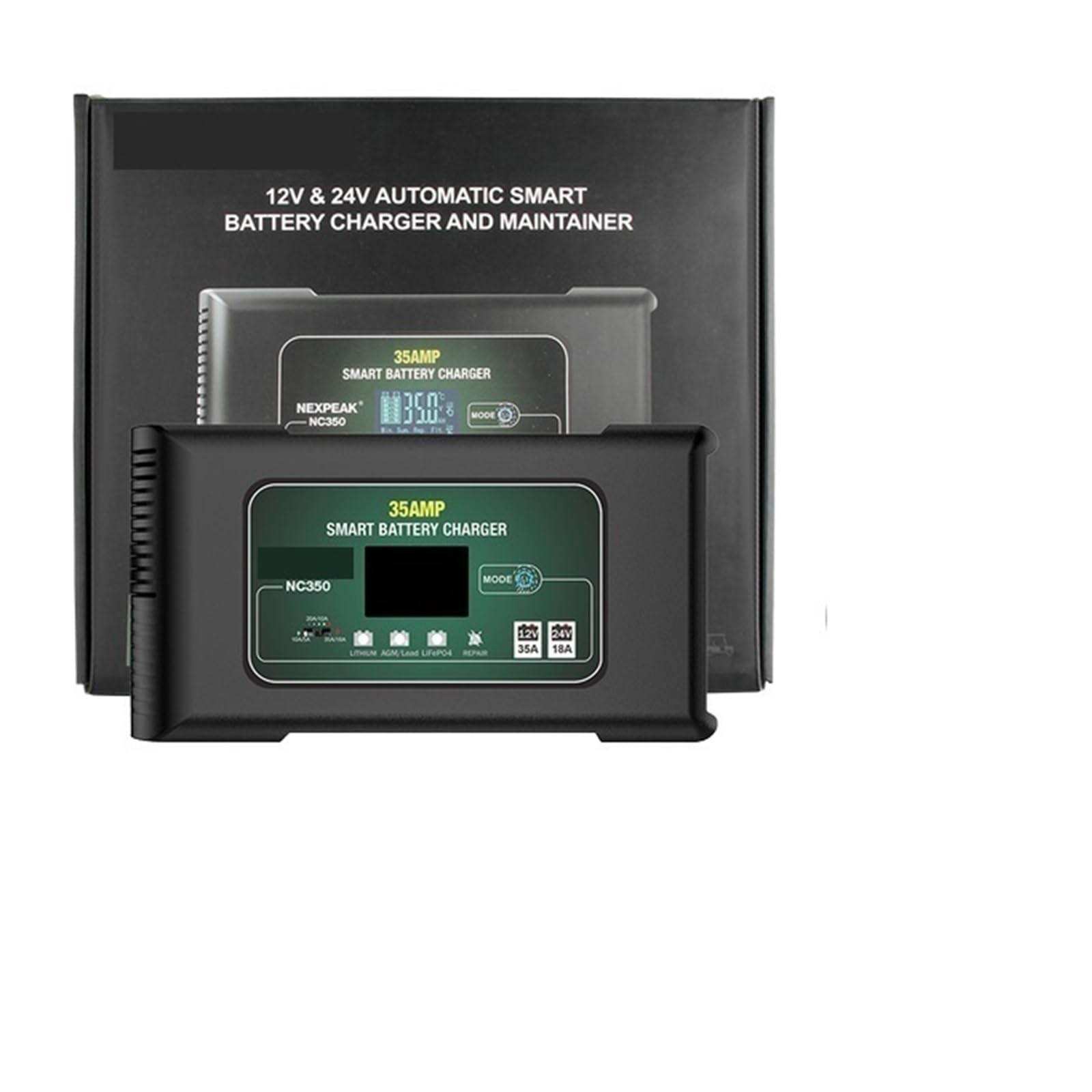 12V-24V Fully Automatic Fast Car Battery Charger - 4 Modes for Cars, Motorcycles, SUVs & Boats | EU Plug | Perfect for Home Garage, Roadside Emergencies & Winter Maintenance