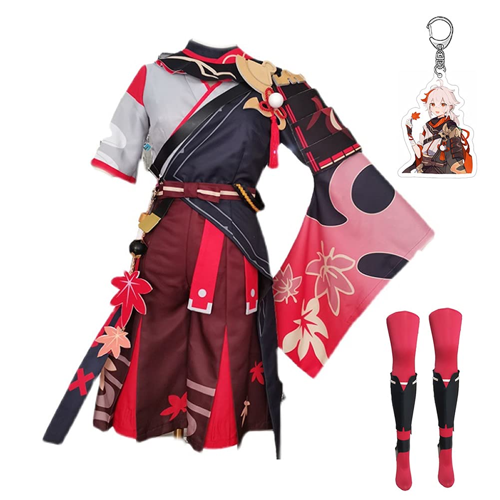 Genshin Impact Kazuha Cosplay Costume Set with Keychain - Anime Game Character Outfit for Halloween, Conventions & Cosplay Events