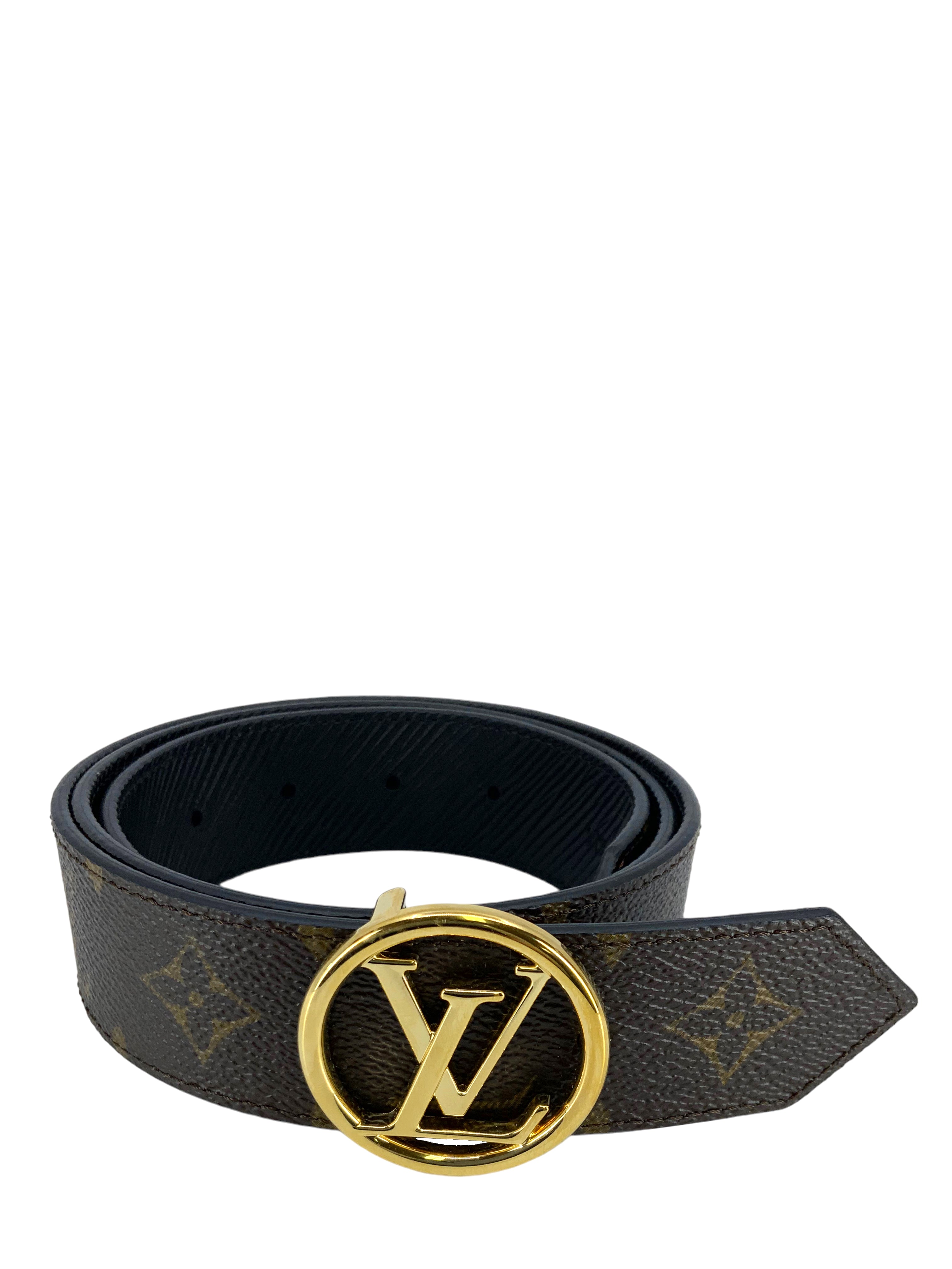 Louis Vuitton Monogram Epi Reversible Belt with Circle LV Logo - 85cm/33.5inch Genuine Leather Unisex Fashion Accessory for Business, Casual & Formal Occasions