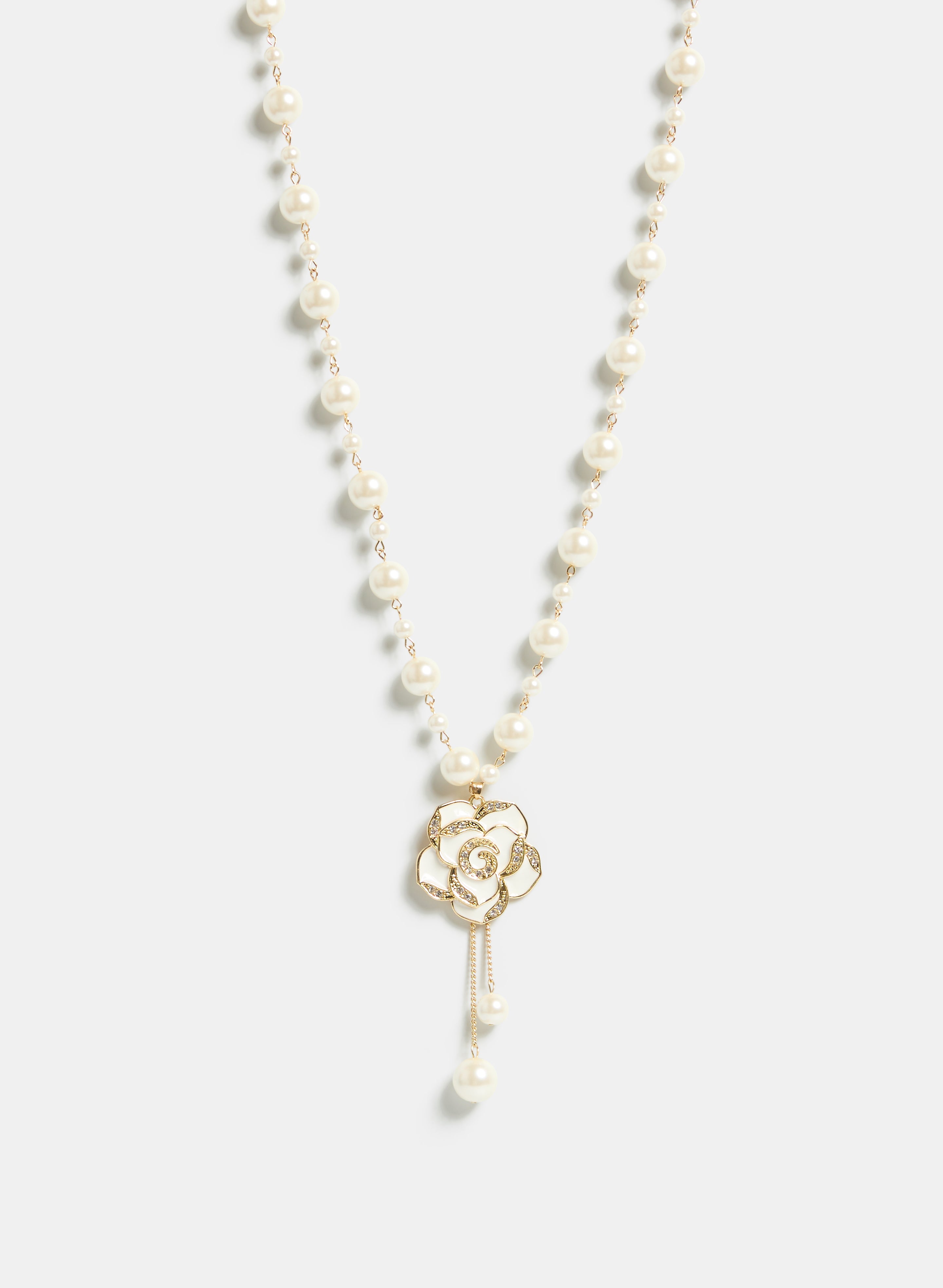 Elegant Floral Pearl Pendant Necklace for Women - Dainty Rose Gold Jewelry Gift for Wedding, Anniversary & Special Occasions