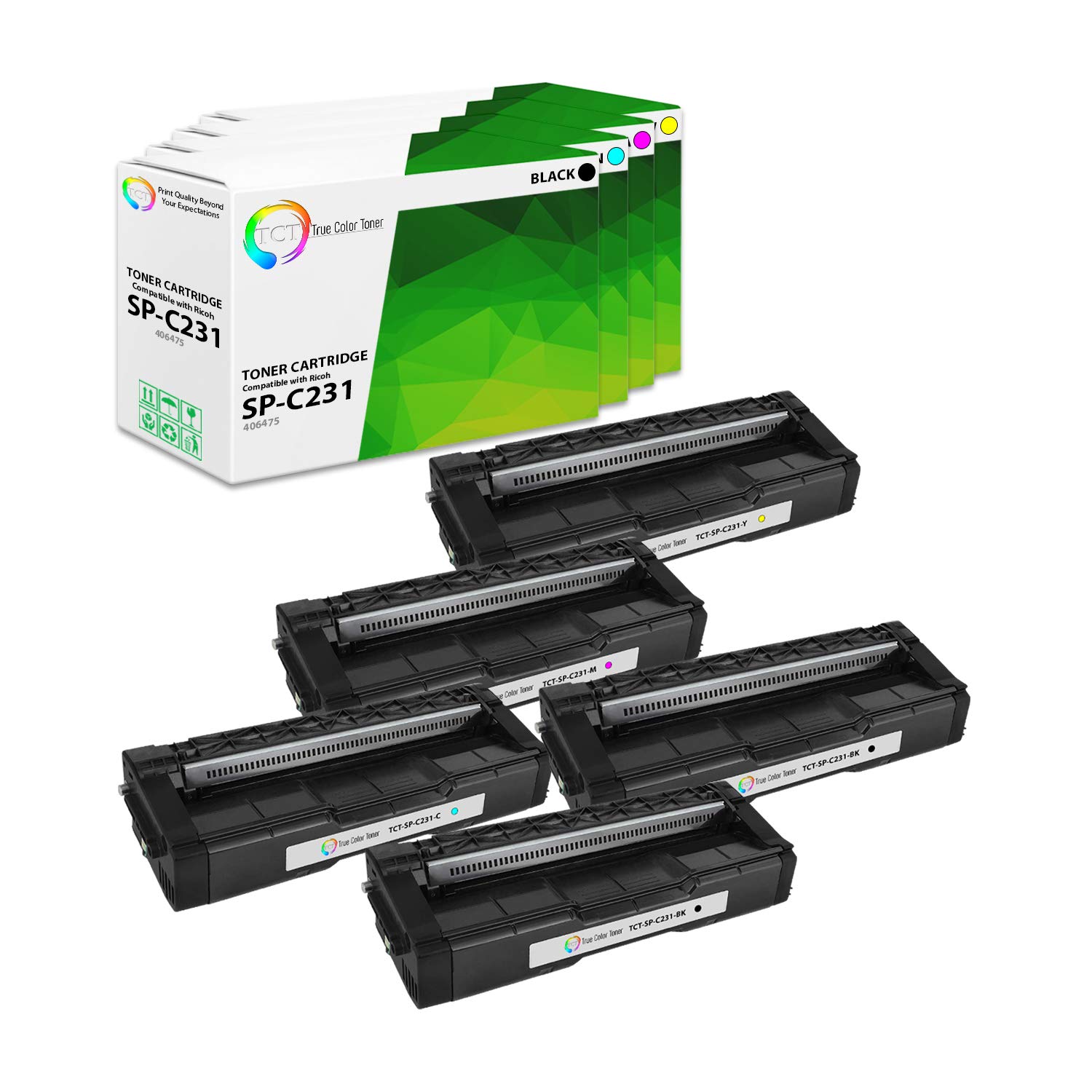 Premium TCT Compatible Ricoh SPC310HA Toner Cartridge Replacement for Ricoh Aficio SP C231N/C231SF/C232DN/C232SF Printers (Black, Cyan, Magenta, Yellow) - 5-Pack - High-Quality Printing for Office & Home Use