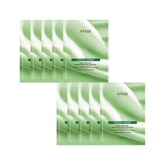 Anua Heartleaf Soothing Cream Mask Set - 10 Pack (25ml Each) | Overnight Hydration & Calming Solution for Sensitive Skin | Perfect for Nighttime Skincare Routine & Post-Treatment Care