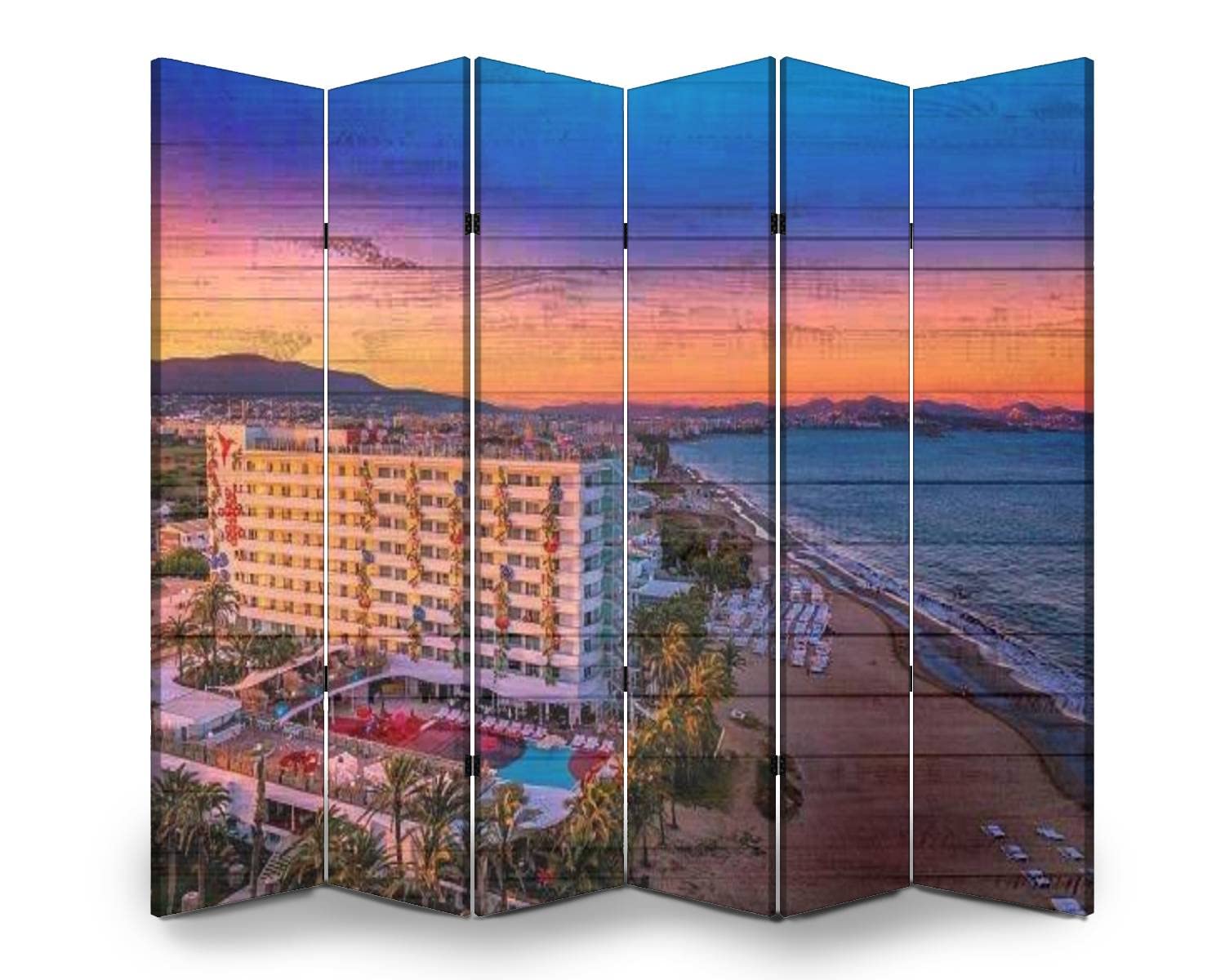 6-Panel Folding Room Divider - Canvas Privacy Screen for Home & Office - Freestanding Partition Wall for Indoor Spaces - Perfect for Bedroom, Living Room, and Hotel Use - Inspired by Ushuaia Hotel in Ibiza