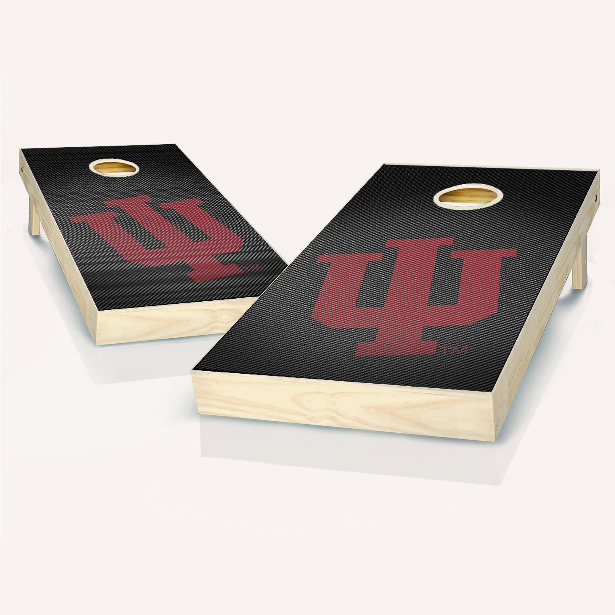 Premium Indiana Slanted Look Cornhole Game Set - 2 Wooden Boards & 8 Bean Bags for Outdoor Parties, Tailgating, and Backyard Fun - Regulation Size Cornhole Game with Carrying Case