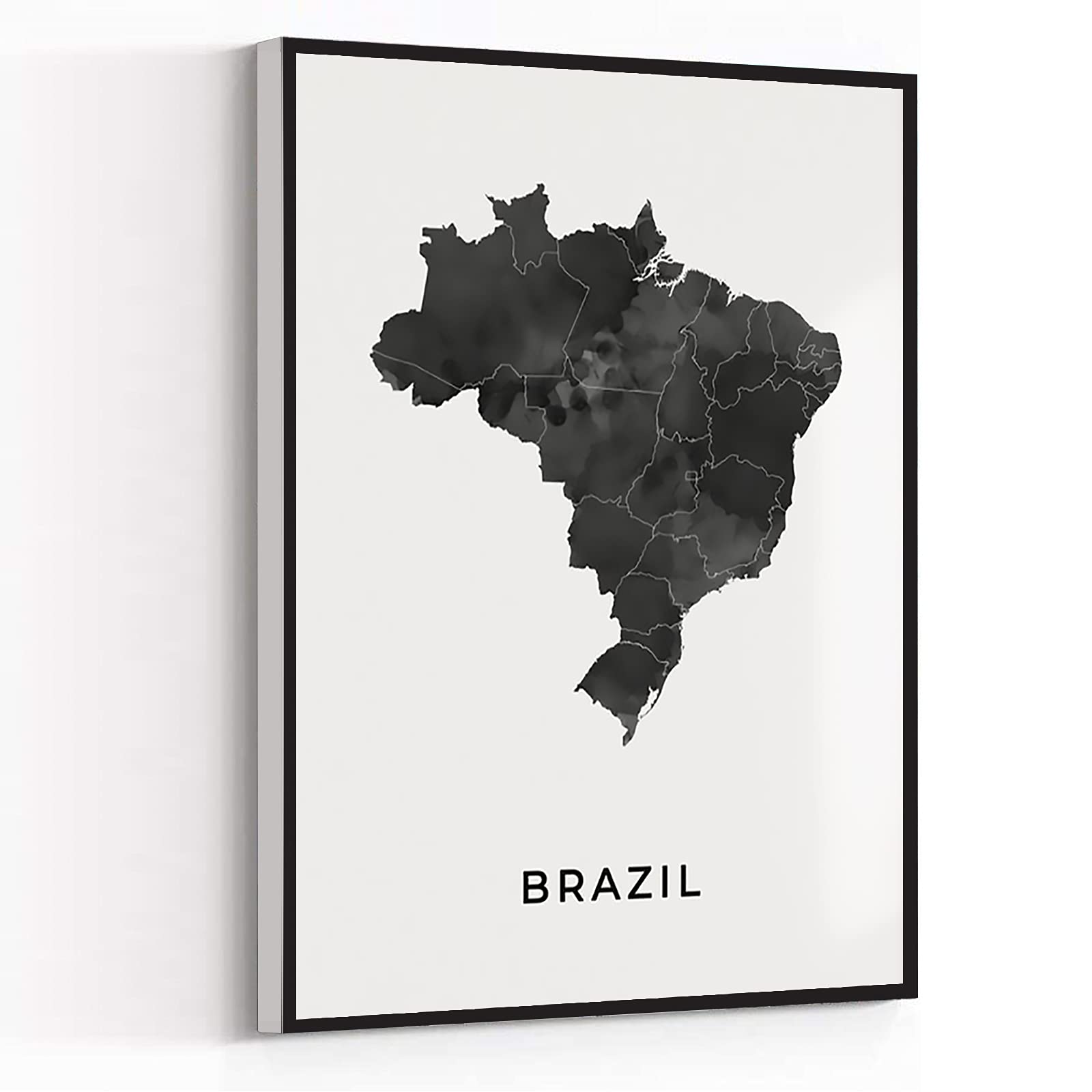 Butterfly Wall Art - Modern Black & White Brazil Map Poster for Kitchen & Men's Decor - 12