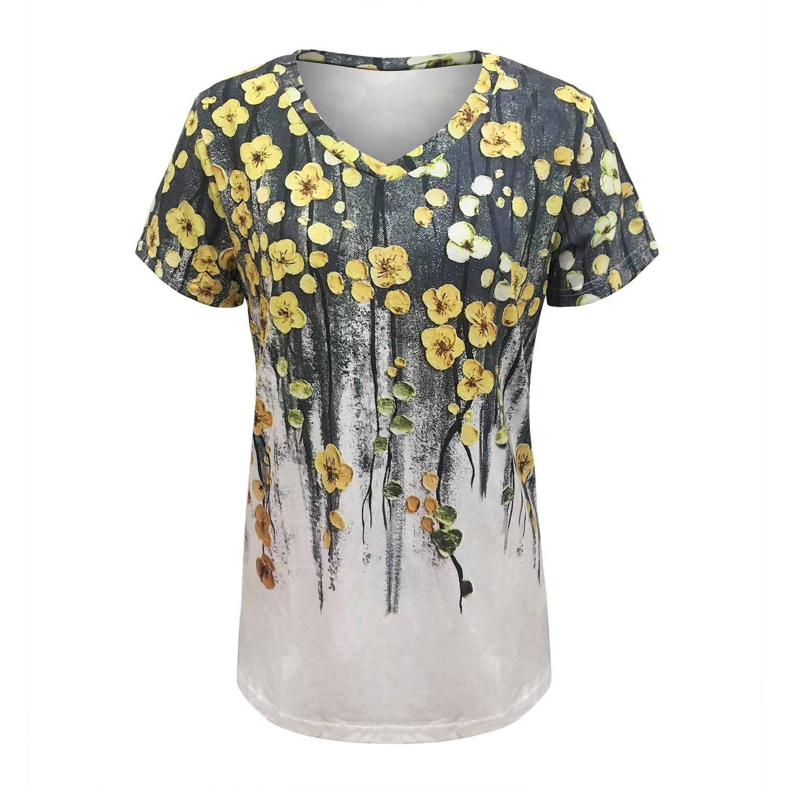 Women's Short Sleeve V-Neck Flowy Casual Blouse - Summer Tops & Tee Shirts for Women | Perfect for Office Wear, Weekend Outings & Beach Vacations