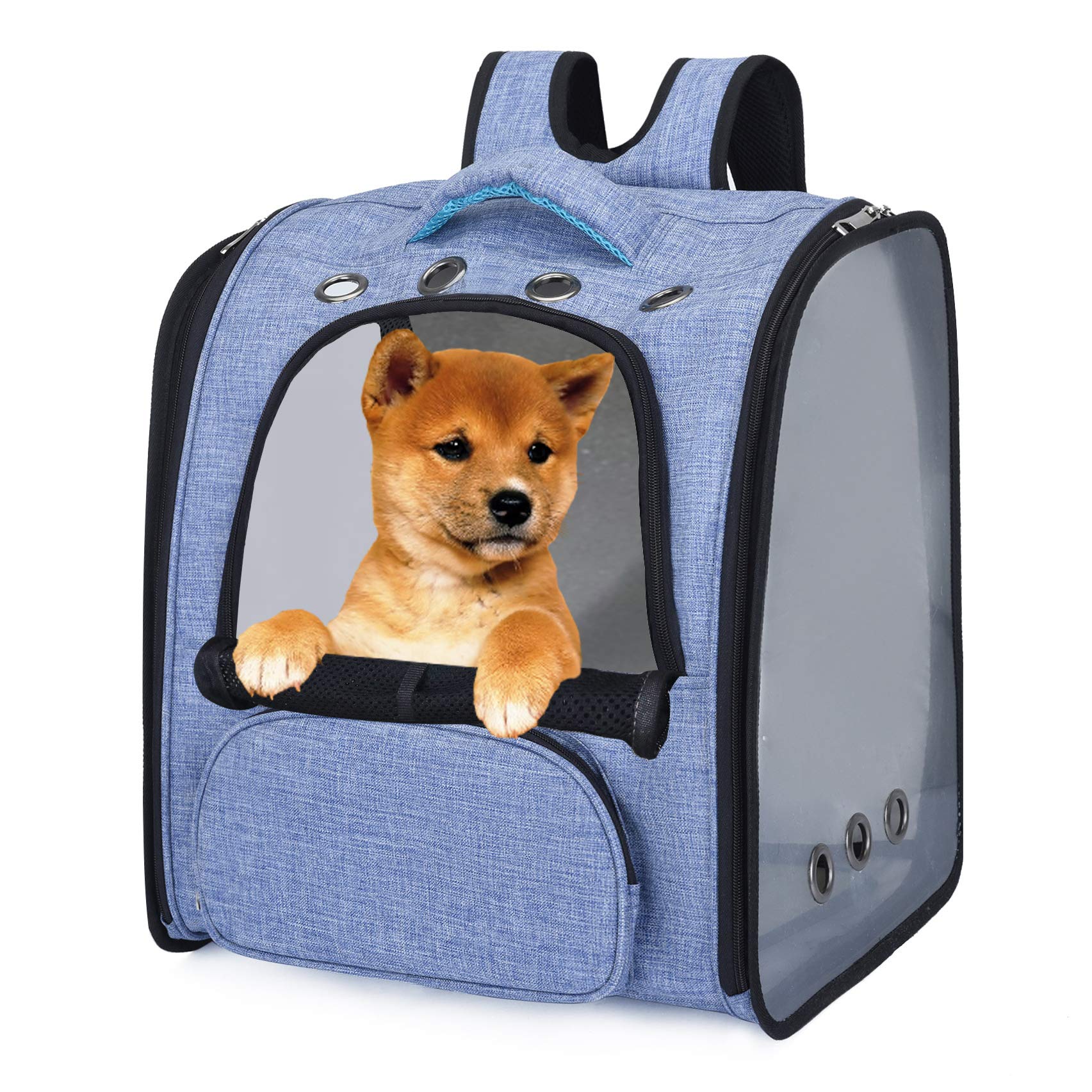 Ventilated Pet Carrier Backpack with Mesh Window & Storage Pocket - Hands-Free Dog & Cat Travel Backpack for Puppies & Kittens - Airline Approved, Two-Sided Entry - Perfect for Hiking, Outdoor Adventures & Air Travel