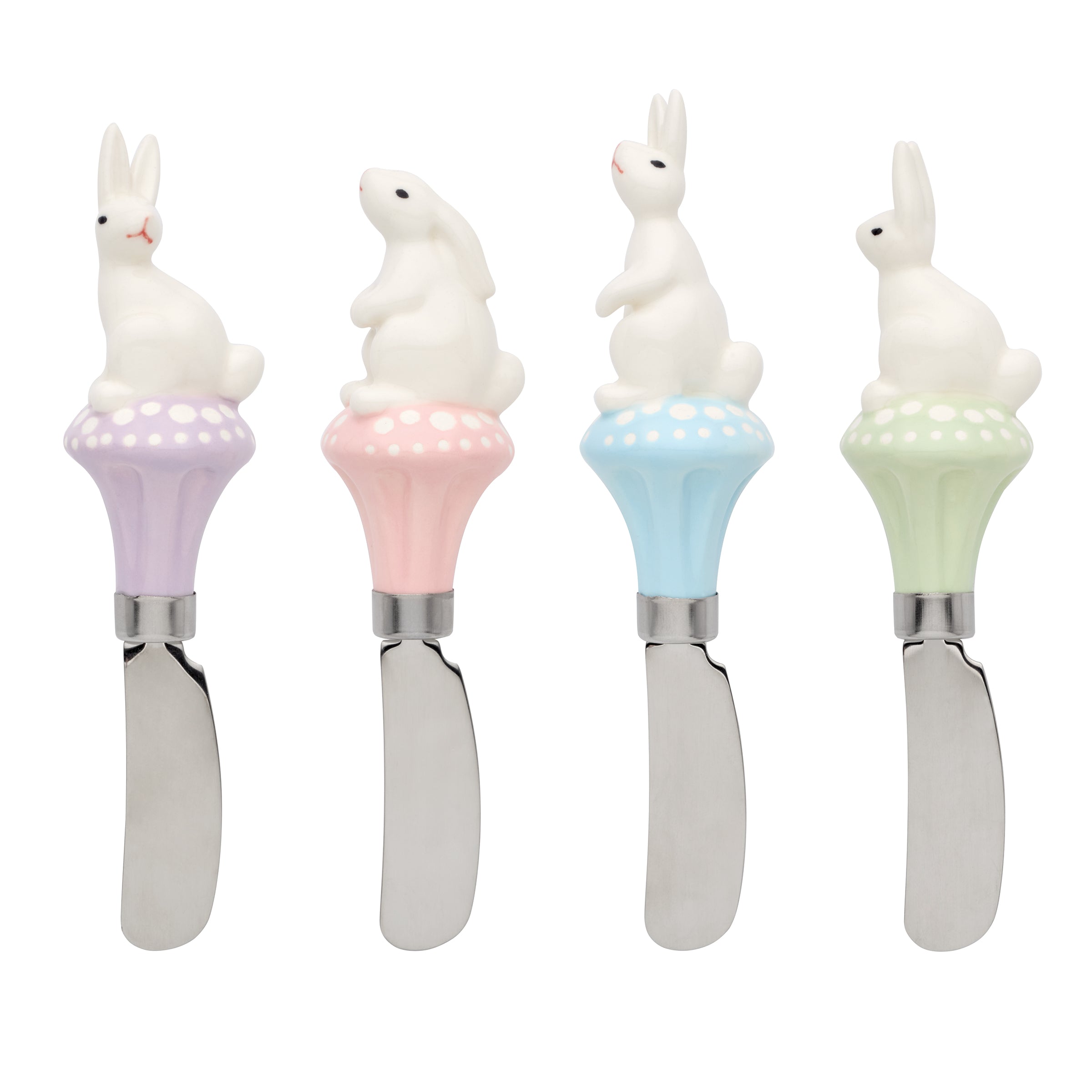 Bunny Hop Cheese Spreader Set of 4 - Stainless Steel Cheese Knives for Charcuterie Boards, Wine Parties & Holiday Entertaining