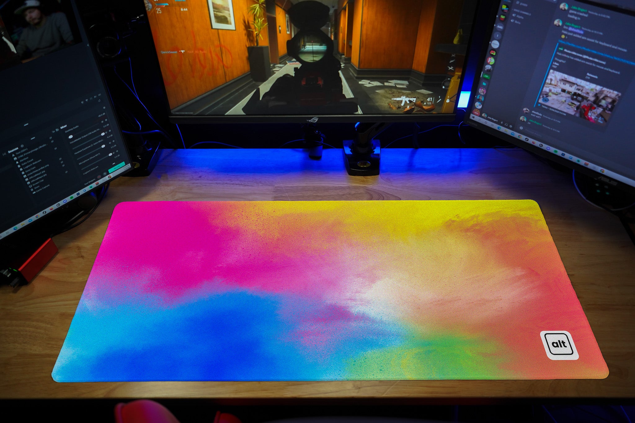 Vibrant Rainbow Watercolor Mouse Pad - Non-Slip Gaming & Office Desk Mat for PC Laptop - Perfect for Work, Gaming & Creative Design