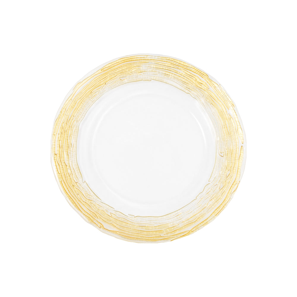Elegant Gold-Trimmed Glass Charger Plates with Twig Design - Perfect for Wedding, Party, and Holiday Table Decor