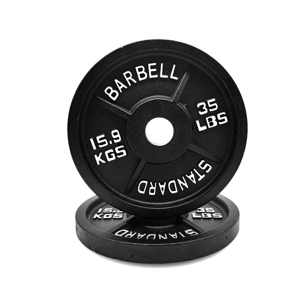 **35lbs Cast Iron Barbell Weight Plates (2-Pack) – 2-Inch Hole for Strength Training, Home Gym & CrossFit Workouts**