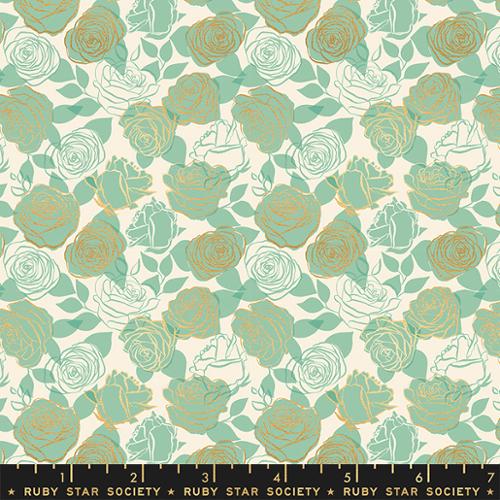 Ruby Star Society RS006312M Metallic Moss Aqua Fabric - Premium Quilting Cotton for DIY Crafts, Home Decor & Sewing Projects