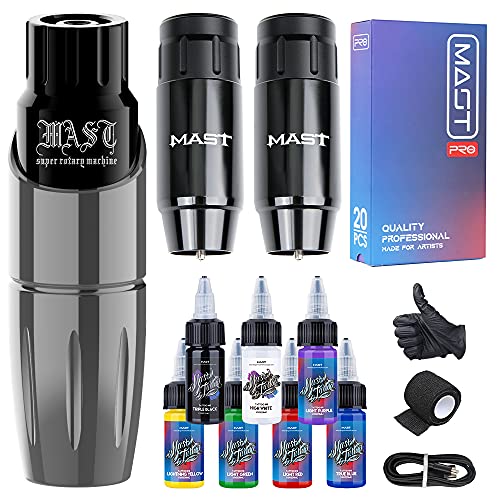 **Mast Tour Wireless Tattoo Pen Machine Kit with 7 Bottles Tattoo Ink – Professional Tattoo Artist Equipment for Home & Studio Use**