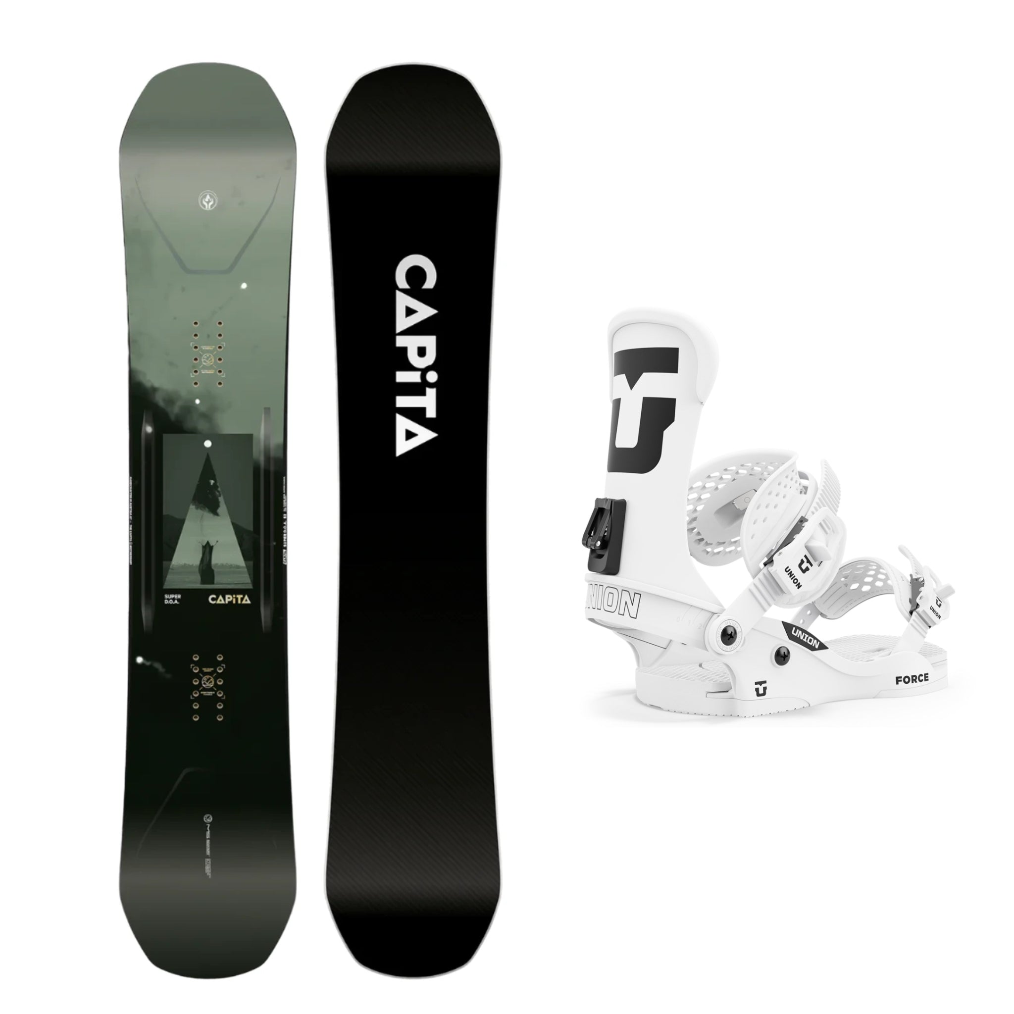 CAPiTA Super D.O.A Snowboard with Union Force Classic Team High Back Bindings - 2025 Model | All-Mountain Freestyle Snowboard for Men & Women | Perfect for Park, Powder & Backcountry Riding
