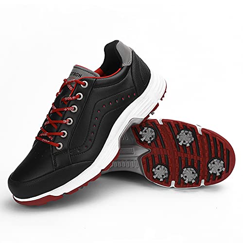 Feitao Men's Professional Spiked Golf Shoes - Waterproof Training Sneakers for Men, Size 10.5 Black | Perfect for Golf Course, Driving Range & Outdoor Sports Activities