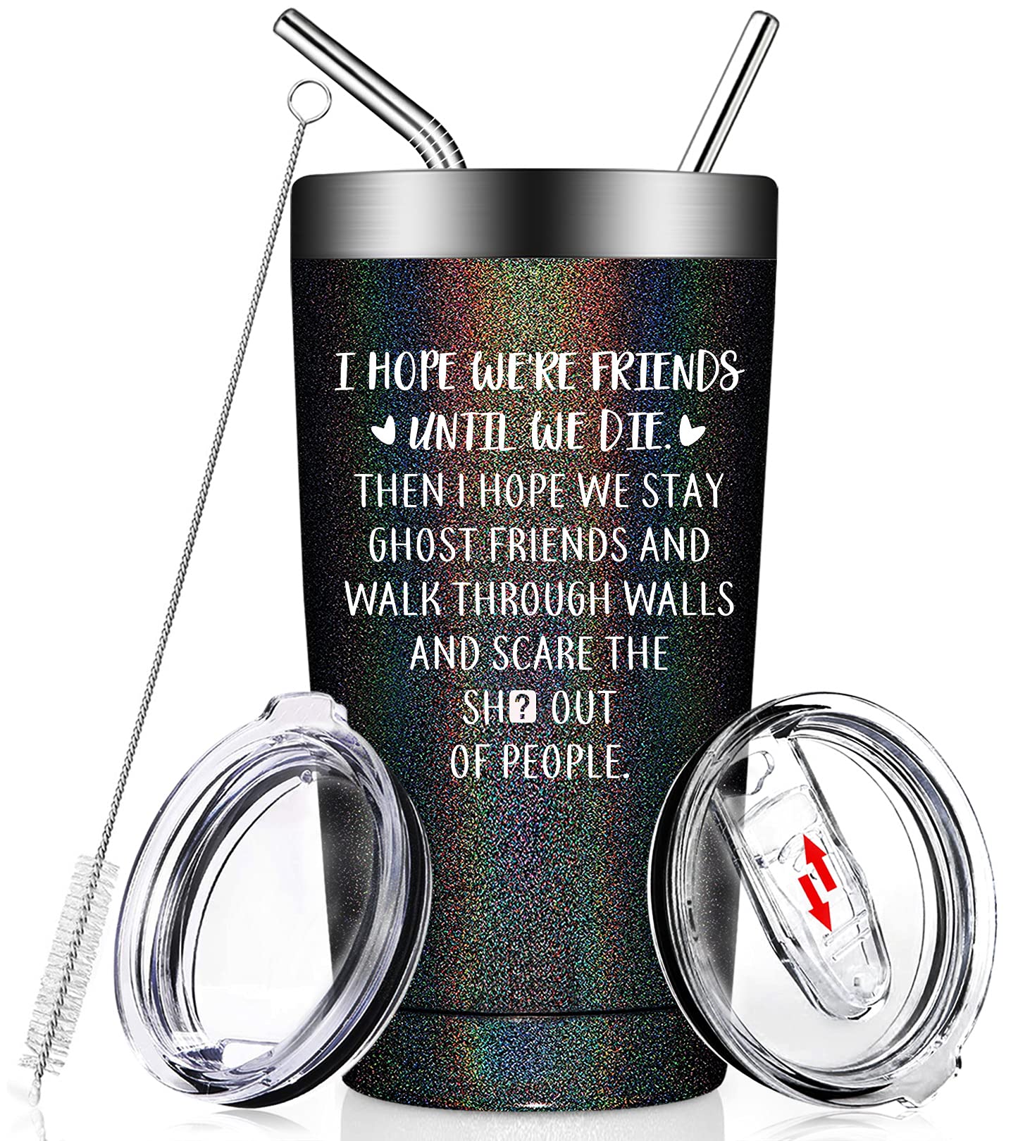 Best Friend Birthday Gifts for Women - 20oz Vacuum Insulated Tumbler Cup with Lid & Straw - Funny BFF Gifts for Bestie, Sister, Female Friends - Perfect for Coffee, Tea & Cold Drinks at Work, Gym or Travel
