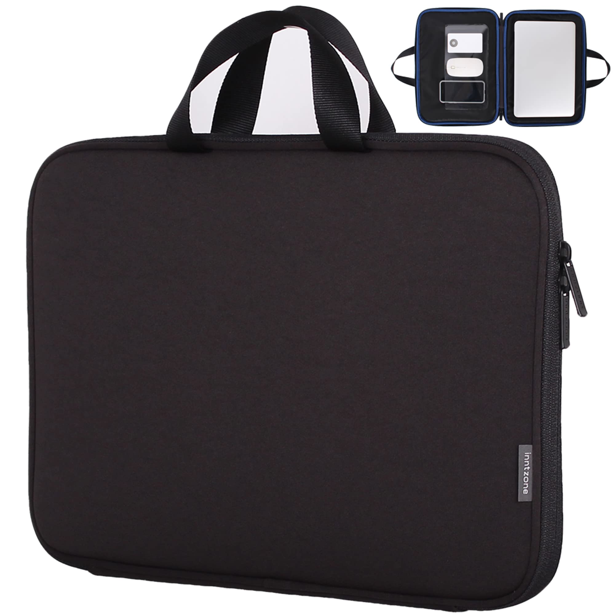 Inntzone 15.6 Inch Laptop Sleeve with Handle & Inner Pocket - Lightweight Protective Case for Notebook Computers - Perfect for Work, School & Travel (Black)