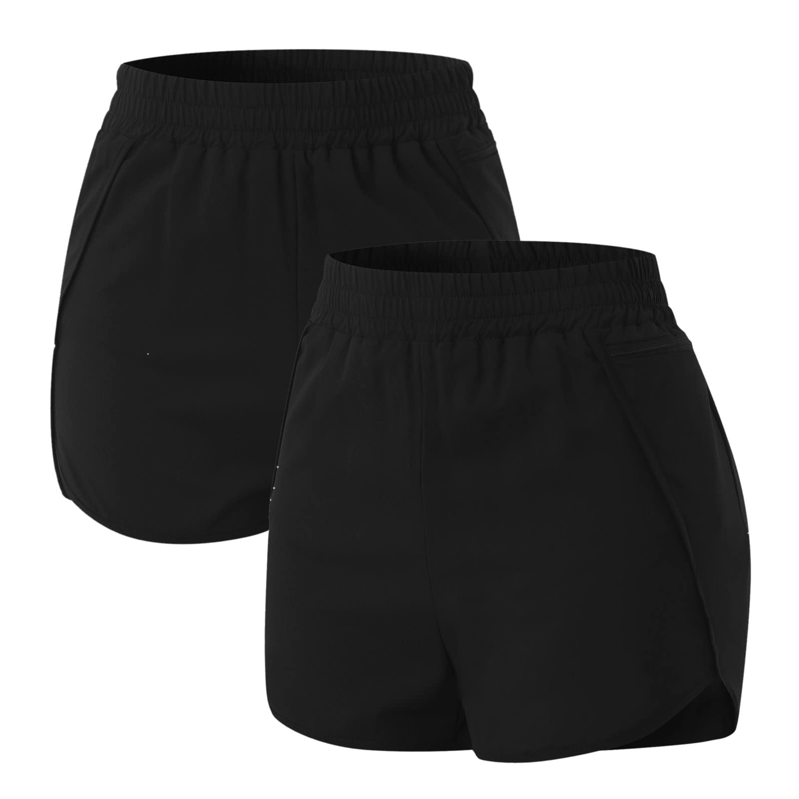 Women's 2-Piece Running Shorts Set - High Waist Elastic Workout Shorts with Pockets for Women - Gym, Yoga, Jogging & Casual Wear