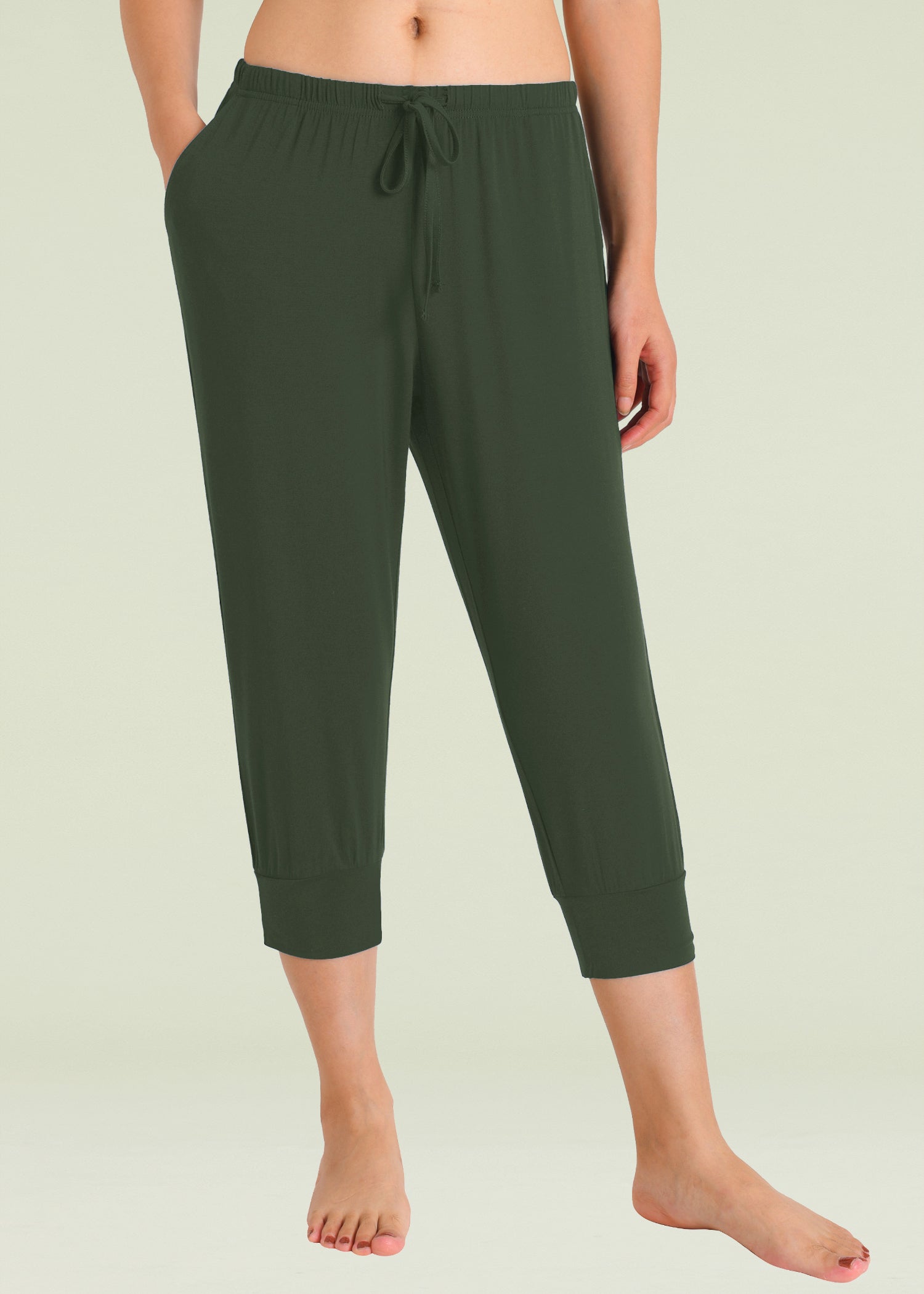Women's Soft Bamboo Viscose Jogger Capri Pajama Lounge Pants - Comfortable Stretchy Sleepwear & Loungewear for Relaxing at Home or Yoga