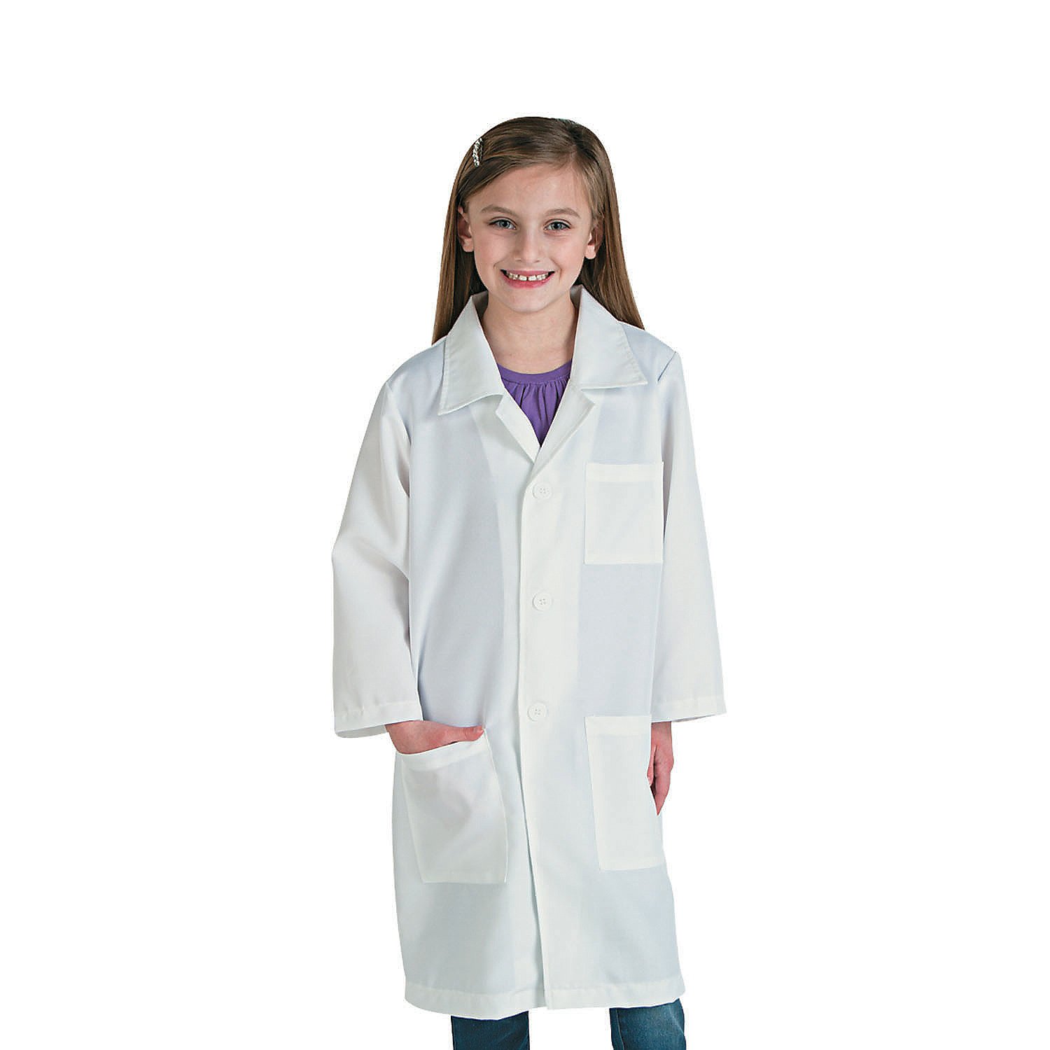 Fun Express Kids Lab Coat - White Science Costume for Children - Bulk 1-Piece Dress-Up Accessory - Perfect for School Plays, Science Fairs & Halloween Costumes
