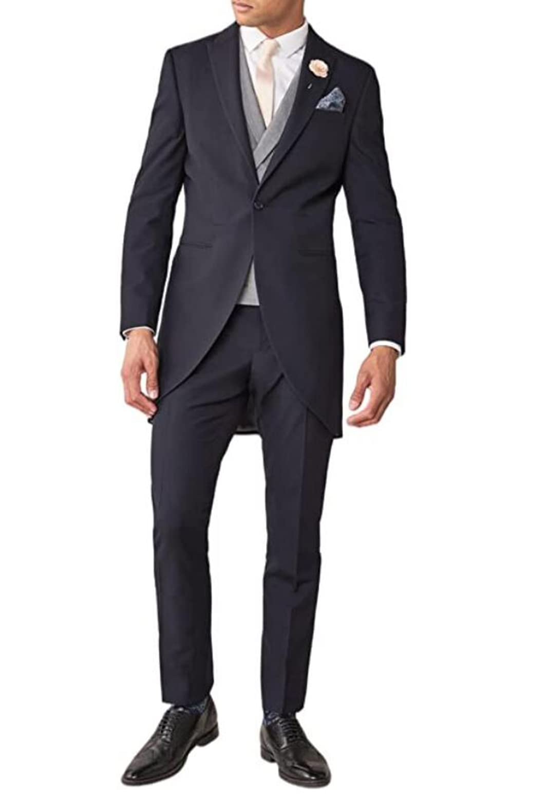 Men's 3-Piece Swallowtail Suit Set - Formal Tailcoat Tuxedo with Blazer, Pants & Vest for Weddings & Black Tie Events | Perfect for Grooms, Prom & Evening Occasions