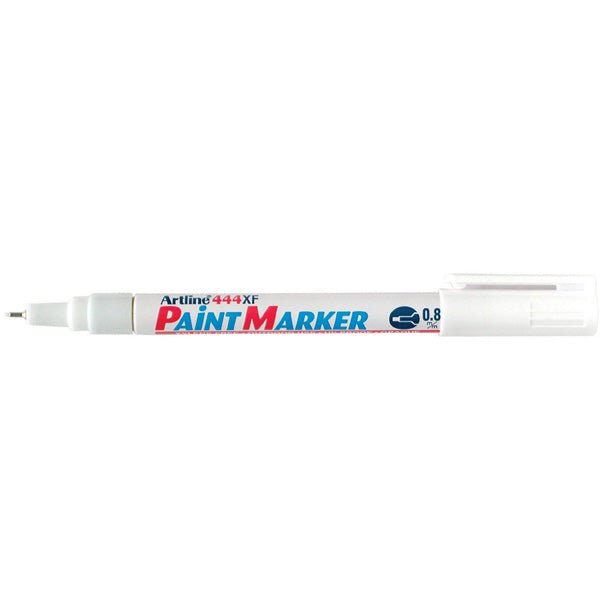 Artline 444 White Paint Marker - 0.8mm Bullet Tip, Pack of 12 - Perfect for DIY Crafts, Signage & Art Projects on Dark Surfaces