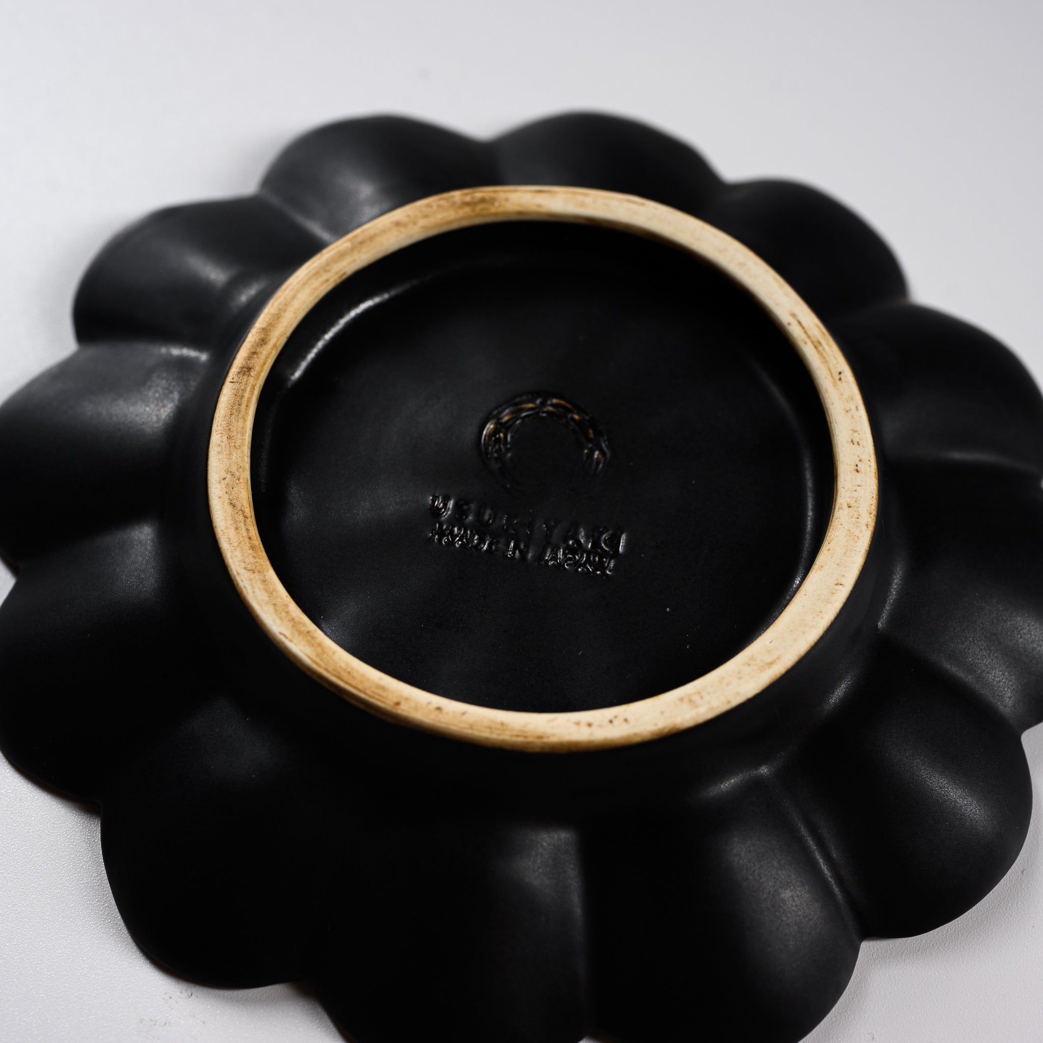 Handmade Usukiyaki Ceramic Plate - Rinka Black Japanese Pottery for Sushi, Sashimi & Fine Dining