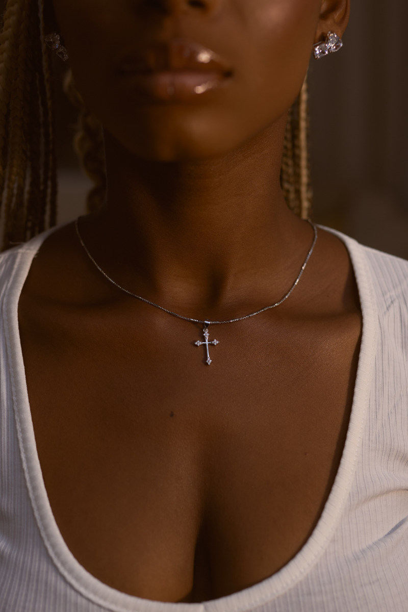Ayanti Cross Necklace for Women - Elegant Religious Jewelry Gift for Christmas, Baptism & Everyday Wear | Stainless Steel Pendant with Adjustable Chain