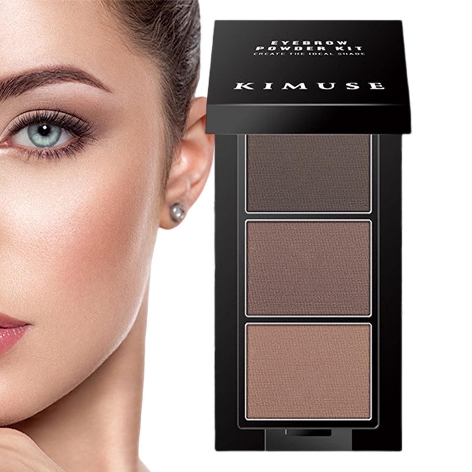 3 Color Waterproof Brow Powder Set for Women - Long Lasting No Smudge Eyebrow Makeup Kit with Dual-End Brush | Perfect for Eyebrow Shaping, Hairline Touch-Ups & Everyday Makeup Looks