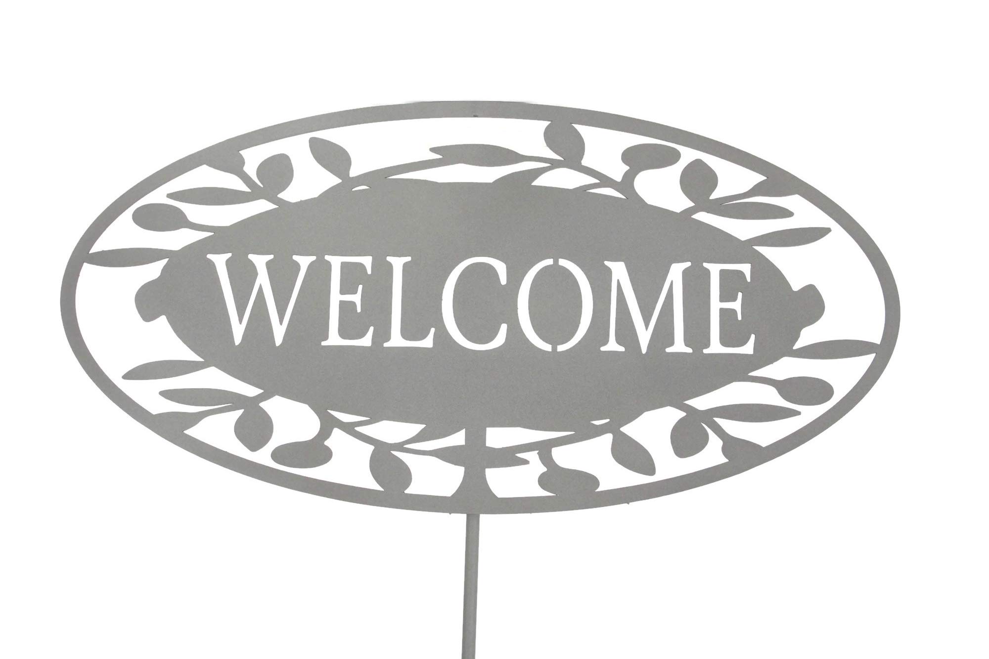 28 Inch Tall Gray Welcome Garden Stake - Outdoor Decorative Sign for Yard, Lawn, and Front Door Decor