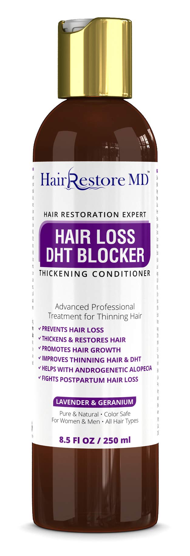 DHT Blocker Hair Growth Conditioner with Biotin & Caffeine - Lavender & Geranium Scent for Thinning Hair Treatment | Hair Loss Prevention & Thickening Solution for Fine Hair | Perfect for Daily Hair Care Routine & Scalp Nourishment