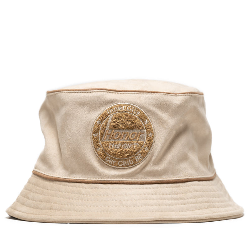 Honor The Gift Faux Suede Bomber Bucket Hat in Bone - Stylish Unisex Fashion Accessory for Outdoor Activities & Streetwear