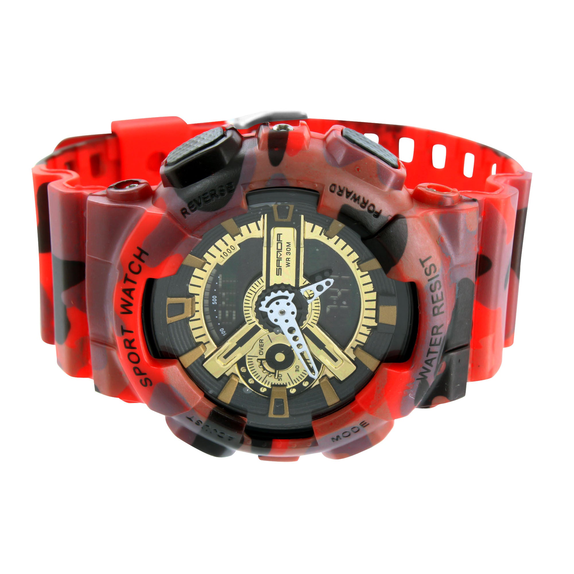 Military Style Men's Watch - Red Shock Resistant Analog Watch for Outdoor, Tactical & Casual Wear