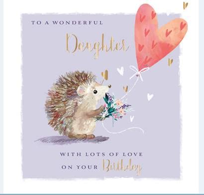 Adorable Hedgehog Birthday Card for Daughter - Wildlife Range Greeting Card | Perfect for Daughter's Birthday, Graduation, or Special Occasion Gift