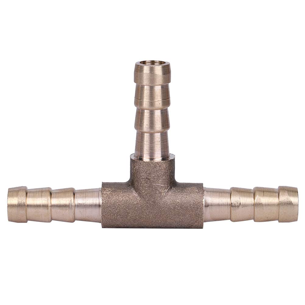 **Plplaaobo 6mm Brass 3-Way Fuel Hose Connector - T Piece for Compressed Air, Oil & Gas Pipe - Ideal for Automotive, Marine & Industrial Applications**