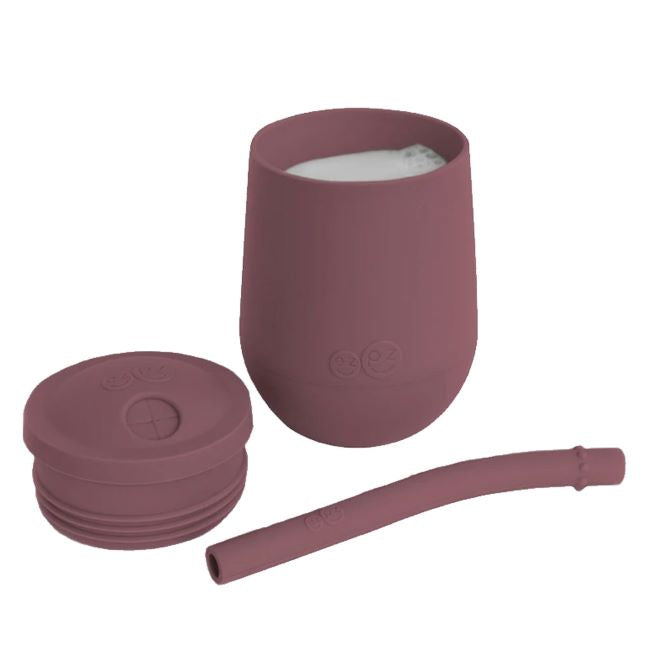 Ezpz Mini Cup with Straw - Toddler Training Cup for Self-Feeding & Drinking Practice - Perfect for Baby Led Weaning, Daycare & On-The-Go - Mauve Color