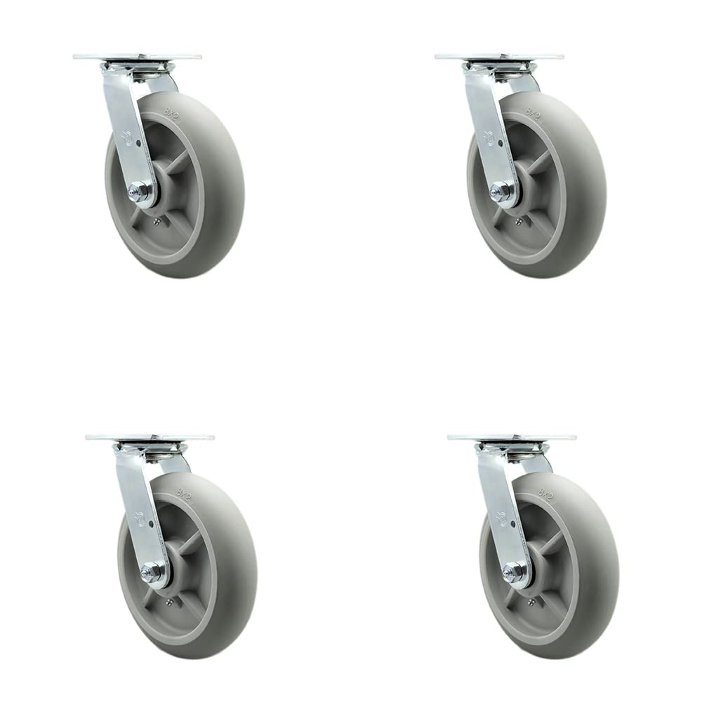 Cambro Camcruiser Vending Cart Replacement Caster Set - 4 Swivel Casters with Bolt-On Locks - Heavy Duty Wheels for Food Service Carts, Cafeterias & Mobile Workstations