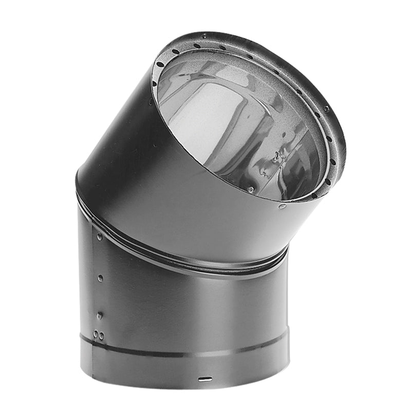 DuraVent DVL 8-Inch Diameter 45 Degree Elbow Double Wall Black Stove Pipe - High Temperature Venting for Wood Stoves, Fireplaces & Pellet Stoves