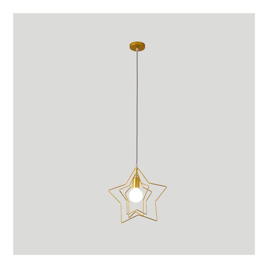 Nordic Wrought Iron 5-Pointed Star LED Chandelier - Gold Ceiling Light Fixture for Bedroom, Living Room & Dining Room Decor | Dimmable Modern Pendant Lighting for Home & Office