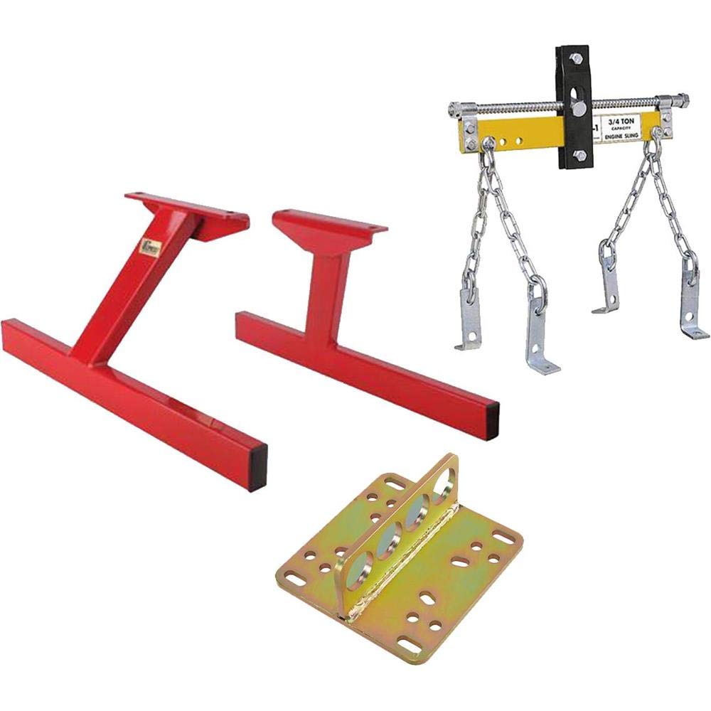 Speedway SBF V8 Engine Storage Stand with Lift Plate & Leveler - Heavy Duty Engine Stand for Chevy, Ford, Mustang - Perfect for Garage, Workshop, Auto Repair & Engine Rebuilding Projects