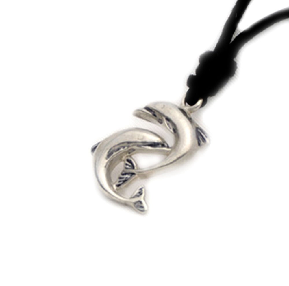 Dolphin Couple Silver Pewter Charm Necklace Pendant - Romantic Gift for Couples, Anniversary, Valentine's Day - Perfect for Beach Weddings & Ocean-Themed Events