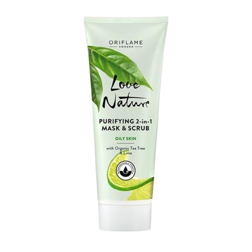 Organic Tea Tree & Lime Purifying 2-in-1 Face Mask & Scrub - Deep Cleansing & Exfoliating for Acne-Prone Skin - Perfect for Daily Skincare & Spa Nights