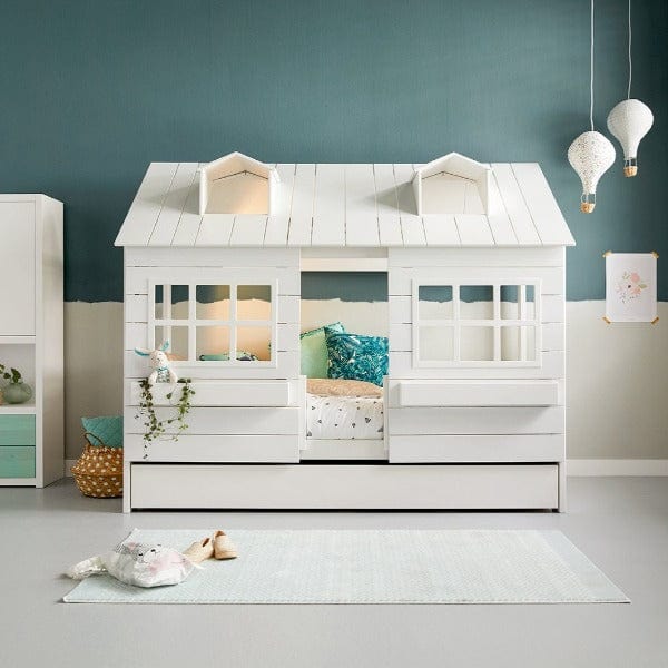 Lake House Style Wooden House Bed Frame 90x200 cm - Perfect for Kids' Bedrooms, Playrooms & Cozy Home Decor