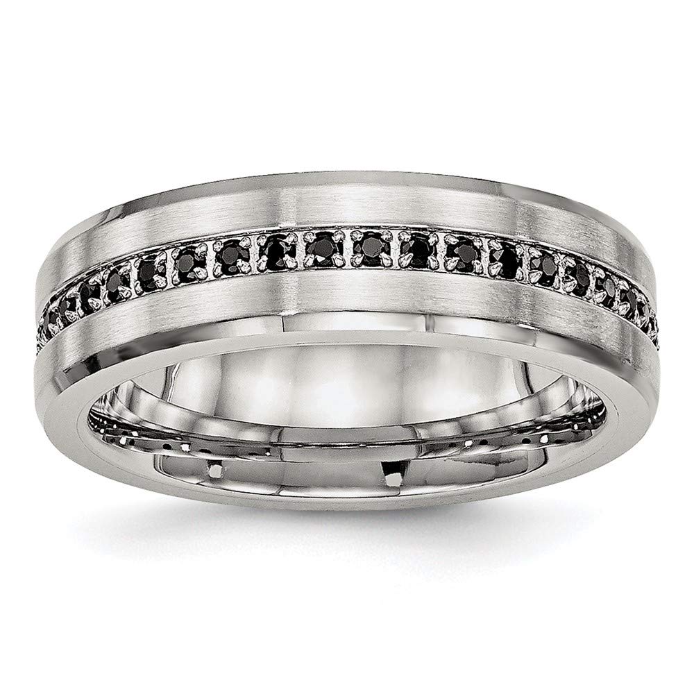 Black Cubic Zirconia Ring for Women - Stainless Steel Jewelry Gift for Her | Size 5 | Wedding & Party Wear