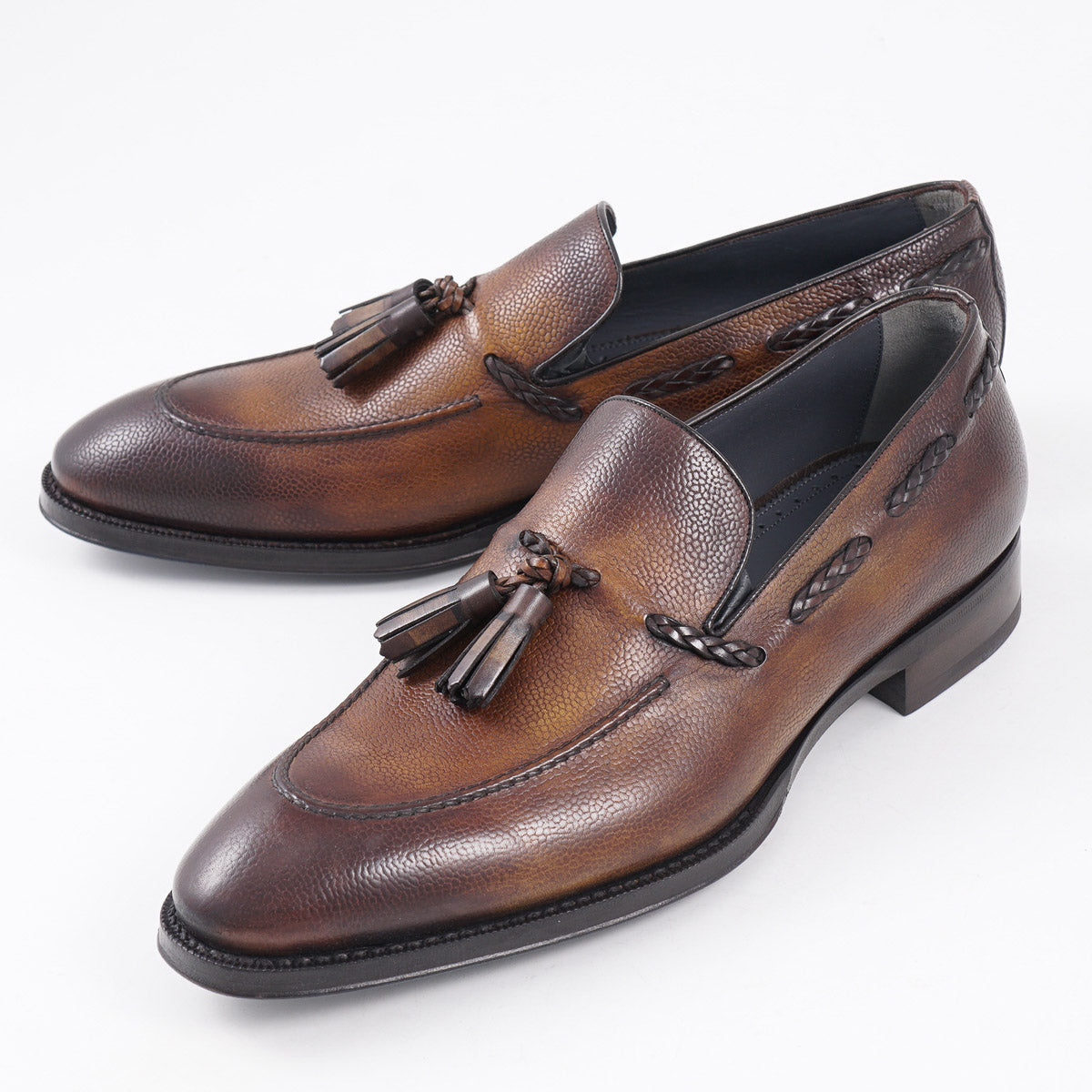 Di Bianco 'Varesse' Pebble Grain Leather Loafers - Premium Italian Handmade Men's Dress Shoes for Business, Office & Formal Occasions