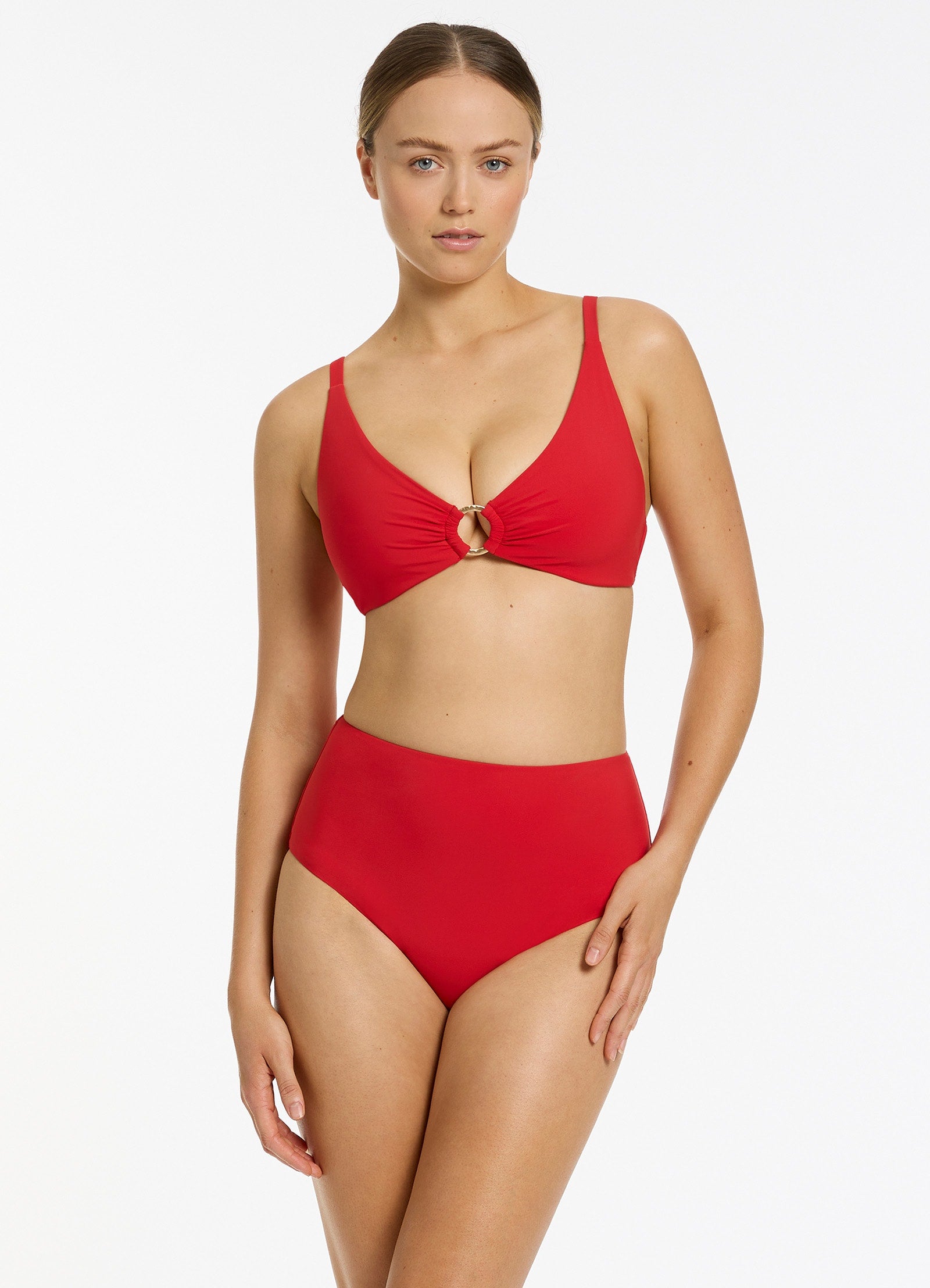 Jetset High Waisted Bikini Bottom - Sexy Swimwear for Women, Red - Perfect for Beach Vacation & Pool Party