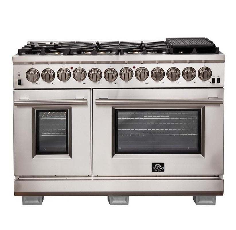 **Forno 48-Inch Capriasca Dual Fuel Range with 240V Electric Oven – 8 Burners, Griddle & 160,000 BTUs (FFSGS6187 48) – Perfect for Professional Kitchens & Large Family Cooking**