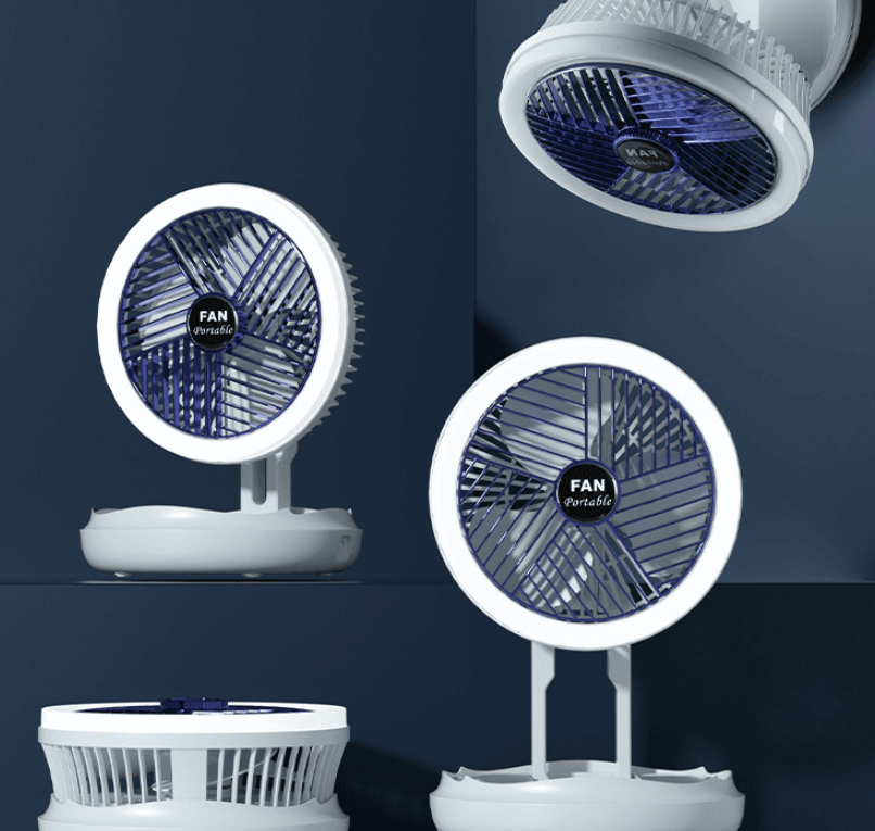 4 in 1 Foldable Portable Fan - USB Rechargeable, 3 Speed Settings, Quiet Personal Cooling Fan for Home, Office, Travel, Camping & Outdoor Activities